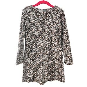 Next Girls Leopard Print Long Sleeve Dress Animal Print Pocket Jersey‎ Size 5Y